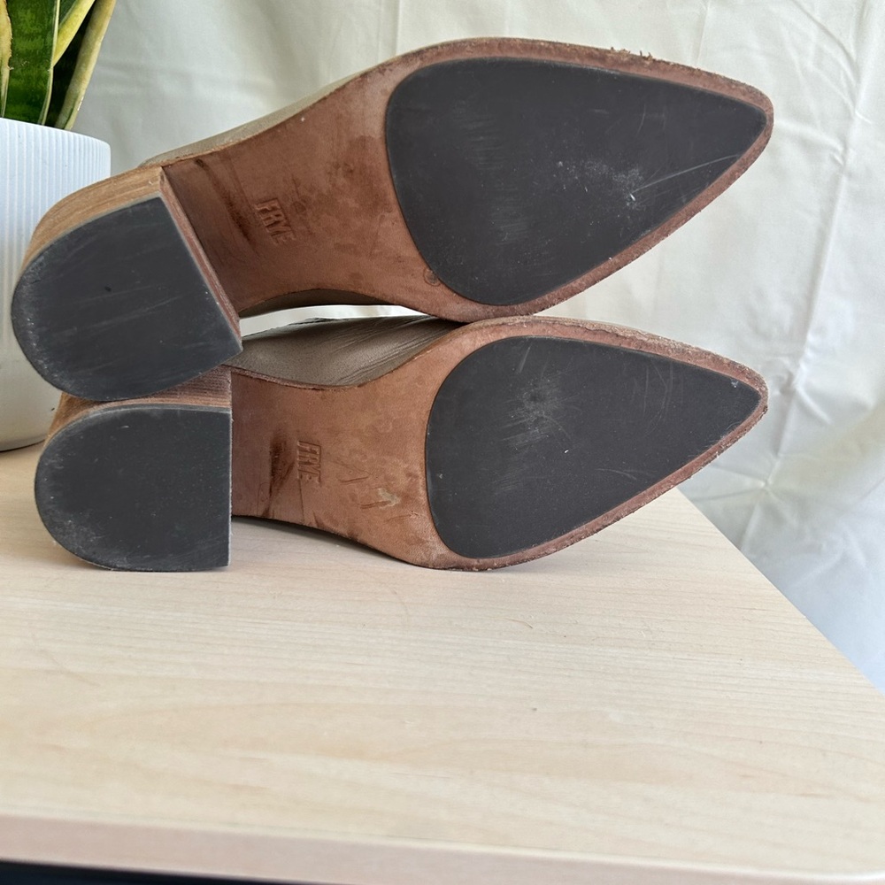 NWOT Frye Gray Pointed Leather Mules - Picture 3 of 6